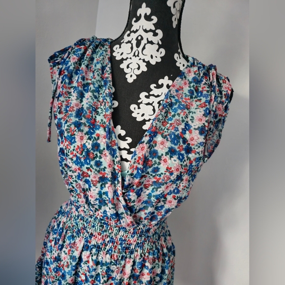 BCBG Paris Layered Chiffon Floral Print Ruffle Mini Summer Dress Women Size S - Picture 8 of 16